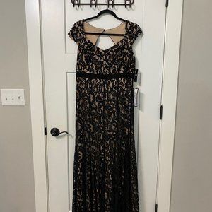 Fit and Flare Black Lace & Nude Gown Size 12